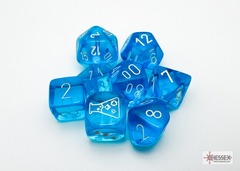 Chessex Dice Set: Lab Series 7 - Translucent Polyhedral Tropical Blue/White